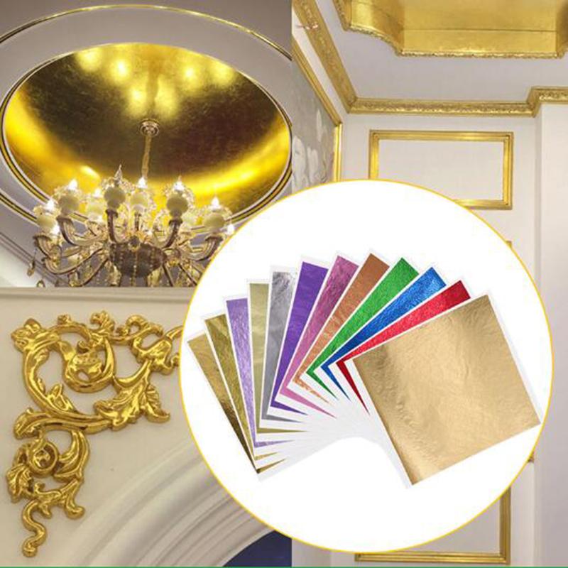 Nail Art Vintage - 1000ชิ้น/แพ็คสีฟ้าแผ่นทอง Glitter กระดาษ Art Crafts Gilding