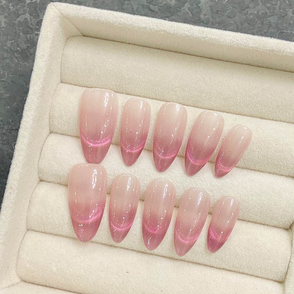 Nail Art Simple - Handmade อัลมอนด์กดบนเล็บ Simple Gradient Reusable เล็บปลอมประดิษฐ์เล็บอะคริลิคเคล็ดลับ