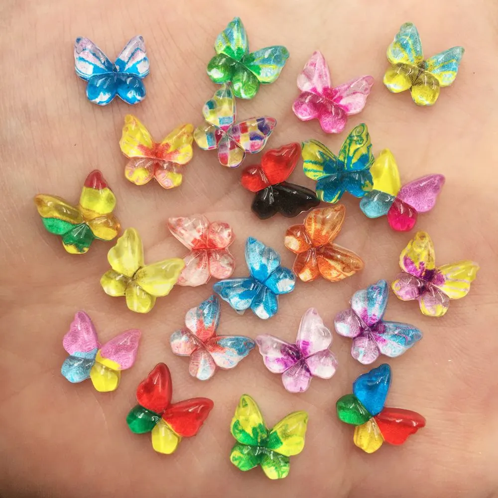 Nail Art Glossy - เรซิ่นแวววาว10มม. น่ารักๆตุ๊กตาพลอยเทียมแบบด้านหลังเรียบผีเสื้อขนาดเล็กต่างหูเพ้นท์เล็บอุปกรณ์สมุดภาพประดิษฐ์แบบ DIY
