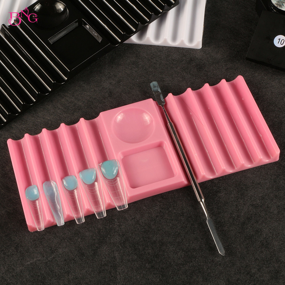 Nail Art Vector - ที่วางปากกาพลาสติกแบบสองช่อง BNG สำหรับอุปกรณ์ทำเล็บ ที่เก็บแปรงทำเล็บ ที่เก็บแม่พิมพ์ต่อเล็บ