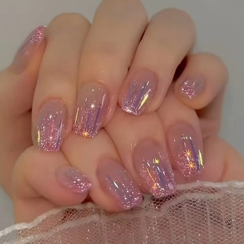 Nail Art Simple - 24 ชิ้น/เซ็ต Spice Girls สวมใส่เล็บง่ายลายเล็บปลอมความยาวอะคริลิคเล็บปลอมกาวที่ถอดออกได้กดบนเล็บ Art