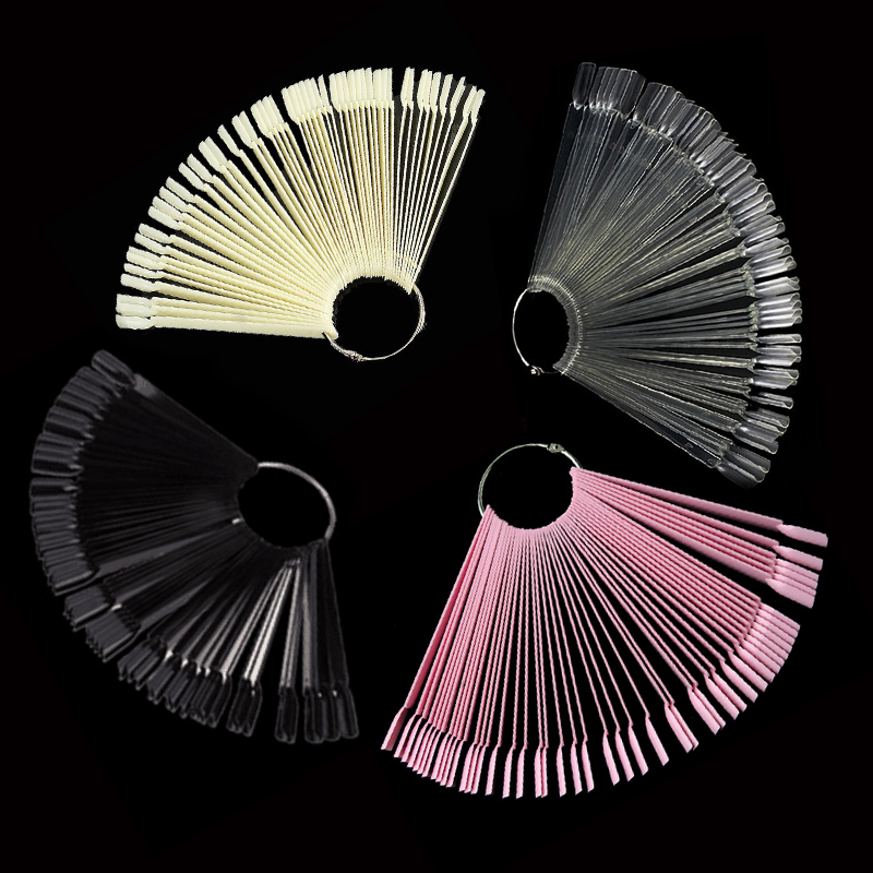 Nail Art Vector - 4 สี 50 ชิ้นเคล็ดลับเล็บปลอมเล็บปลอมสีอะคริลิคแผนภูมิ Palette หัวเข็มขัดแหวนฝึกจอแสดงผลเครื่องมือ