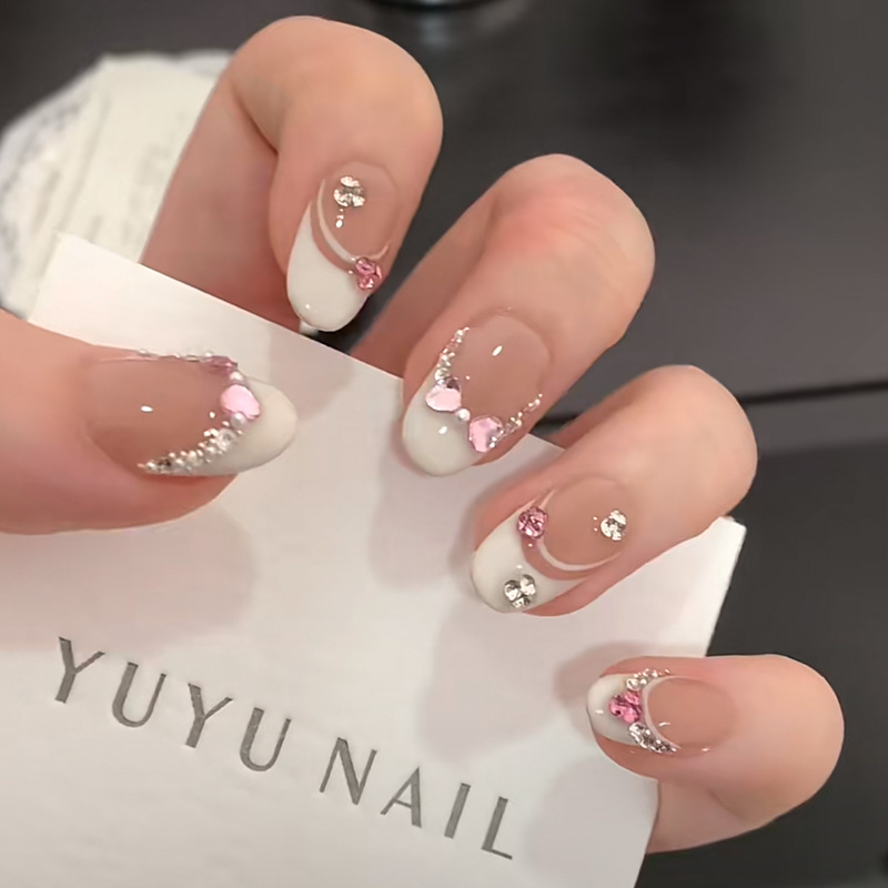 10 ชิ้นสีขาวภาษาฝรั่งเศสคําหัว - Nail Art Pink บทวิจารณ์และราคา