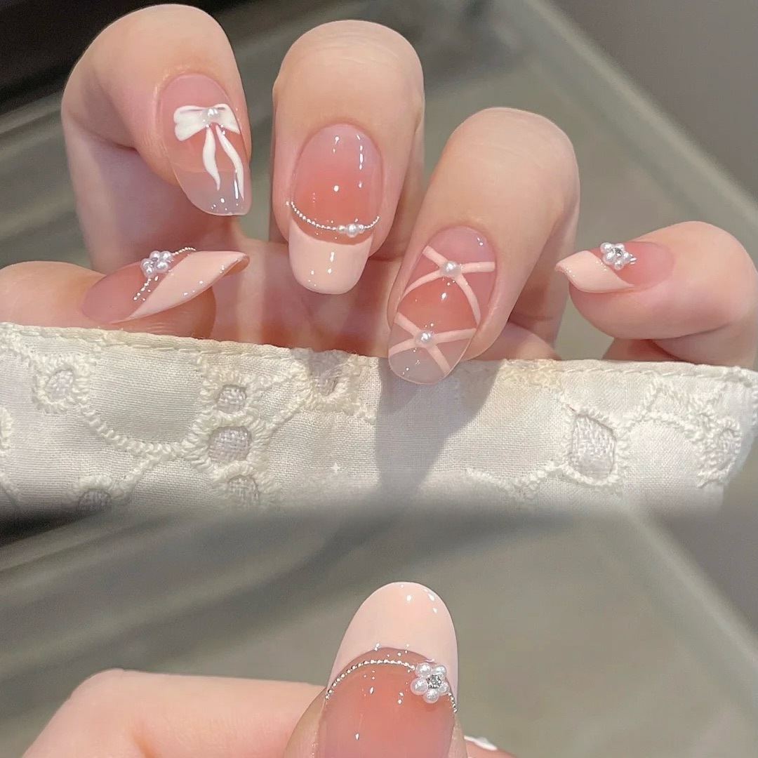 10 ชิ้นสีขาวภาษาฝรั่งเศสคําหัว - Nail Art Pink บทวิจารณ์และราคา