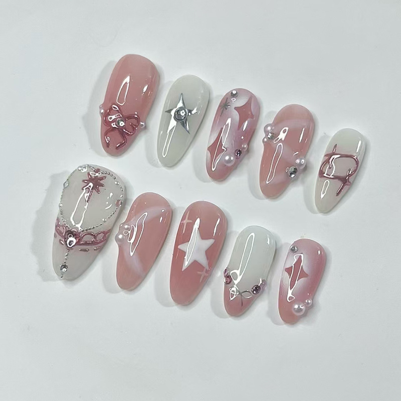 24 ชิ้นสั้นอัลมอนด์เล็บชุดเต็ม - Nail Art French Nails บทวิจารณ์และราคา