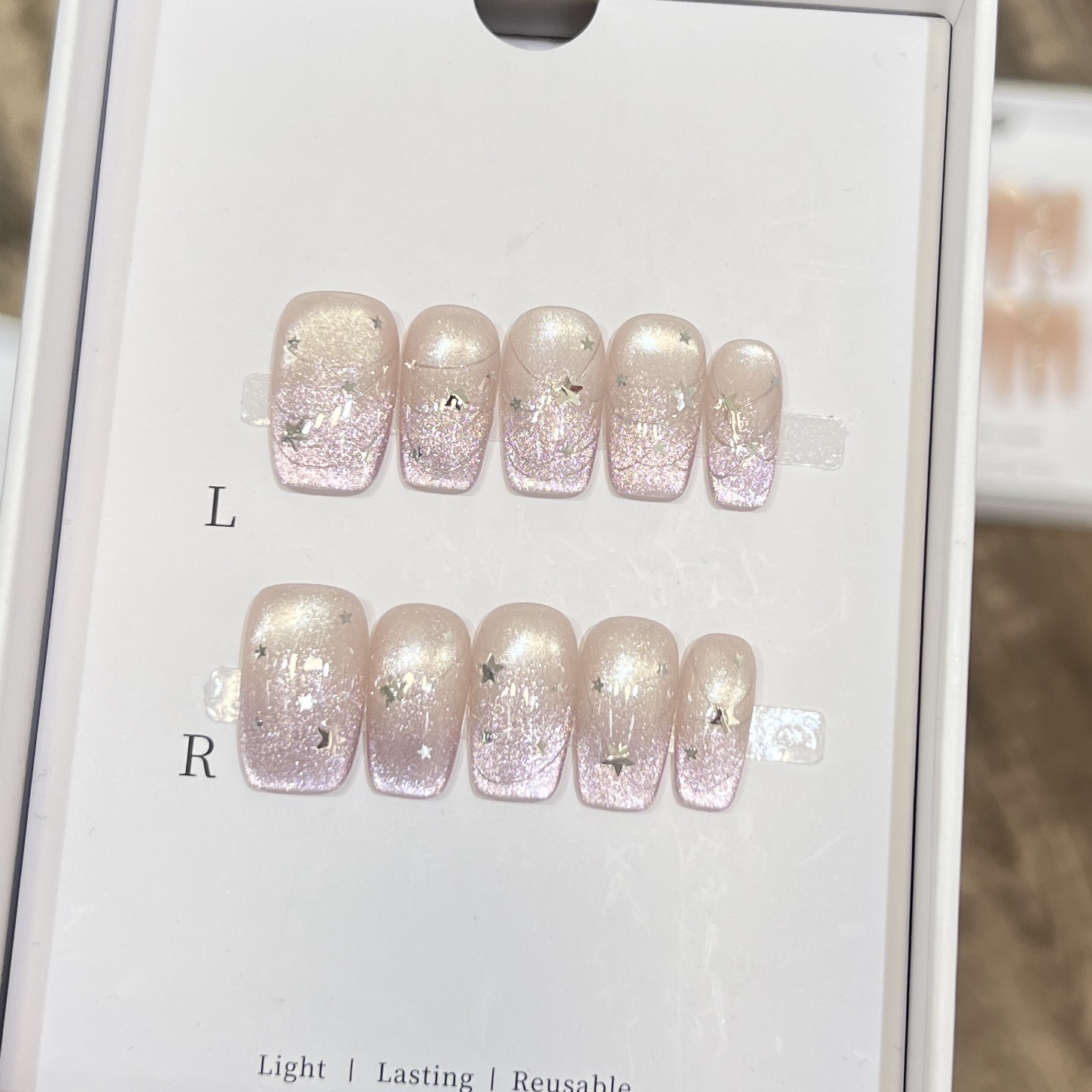 เล็บปลอมแบบกดติด 10 ชิ้น สีฟ้า - Nail Art Glossy บทวิจารณ์และราคา