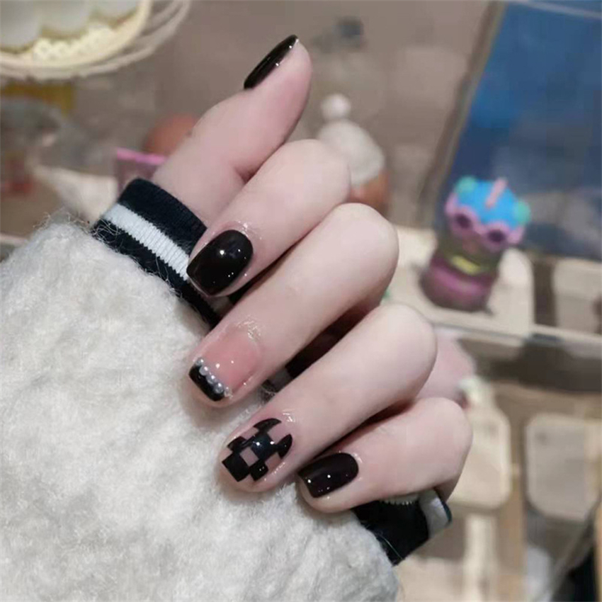 24PCS อะคริลิคสั้น Golden Hear - Nail Art Glossy บทวิจารณ์และราคา
