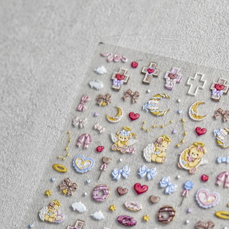 สติกเกอร์นูนลายการ์ตูนหมีนางฟ้ - Nail Art Vintage บทวิจารณ์และราคา