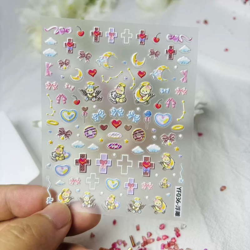 สติกเกอร์นูนลายการ์ตูนหมีนางฟ้ - Nail Art Vintage บทวิจารณ์และราคา