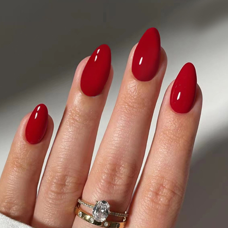 ชุดเล็บปลอมสีพื้น 24 ชิ้น สีแด - Nail Art Simple บทวิจารณ์และราคา
