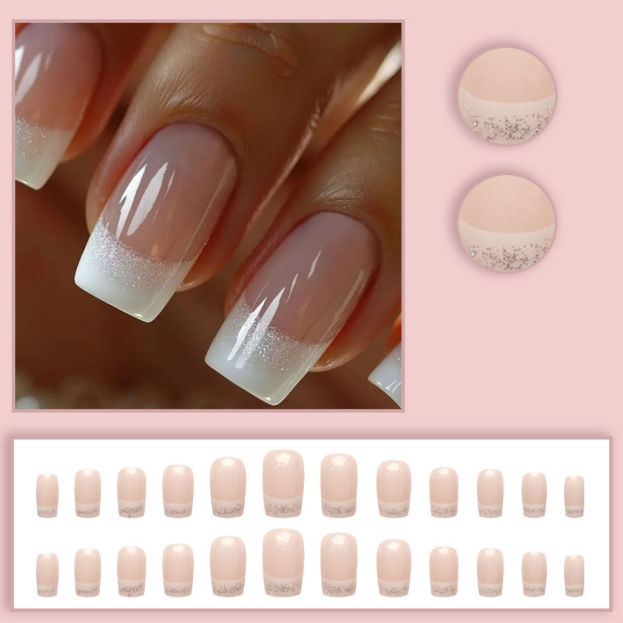 ชุดเล็บปลอมทรงเหลี่ยมขนาดกลาง  - Nail Art French Nails บทวิจารณ์และราคา