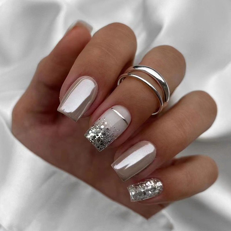 เล็บปลอมทรงสี่เหลี่ยมสั้นสำหรั - Nail Art Glossy บทวิจารณ์และราคา