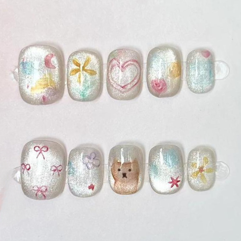 10 ชิ้นน่ารักสั้นรอบ Handmade  - Nail Art Glossy บทวิจารณ์และราคา