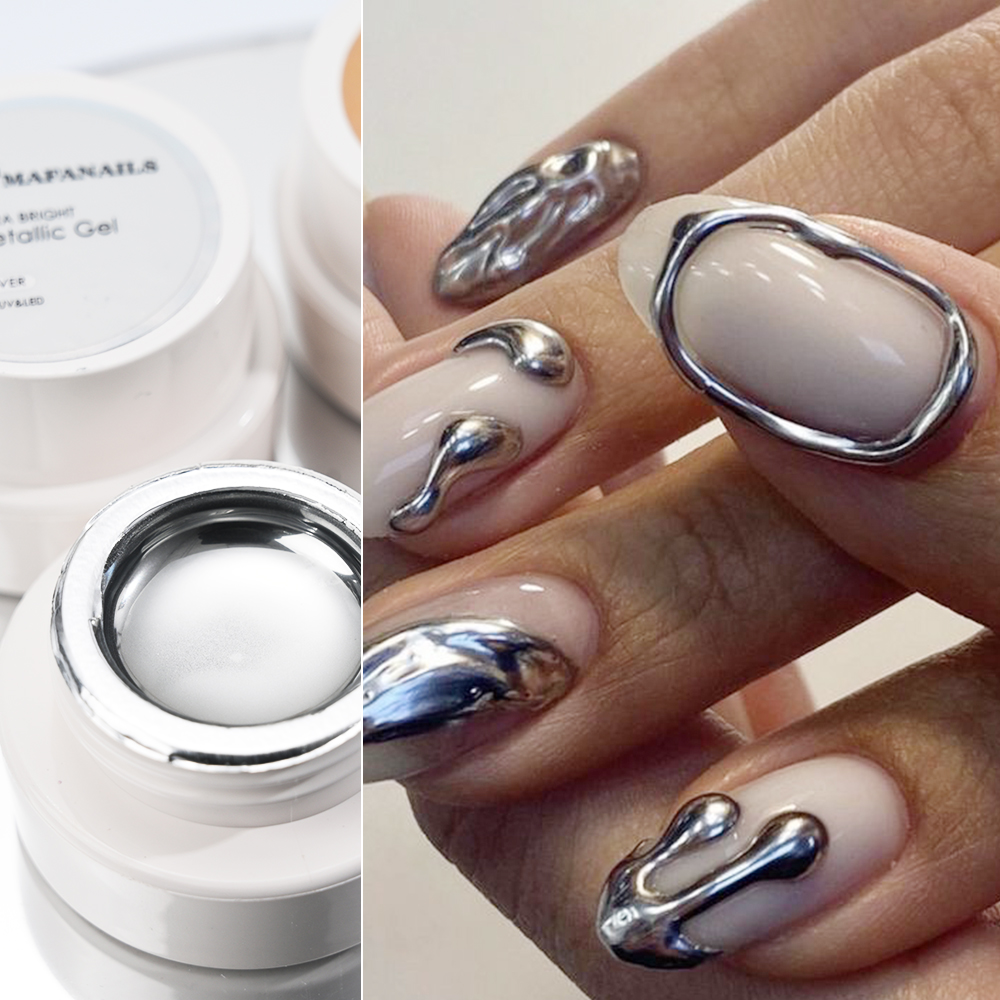 เจลทาเล็บสีเงินทองเมทัลลิก 5 ม - Nail Art Glossy บทวิจารณ์และราคา