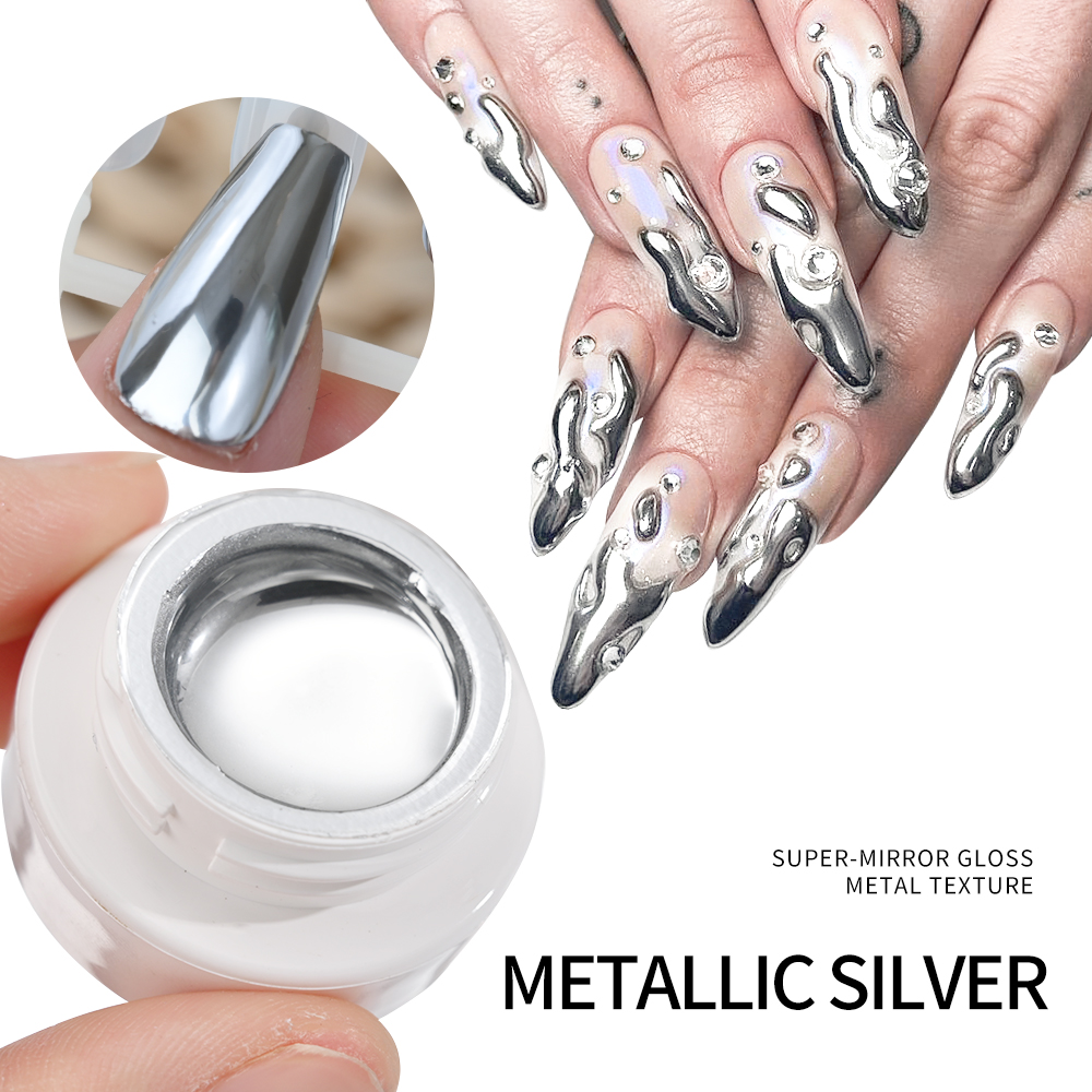 เจลทาเล็บสีเงินทองเมทัลลิก 5 ม - Nail Art Glossy บทวิจารณ์และราคา
