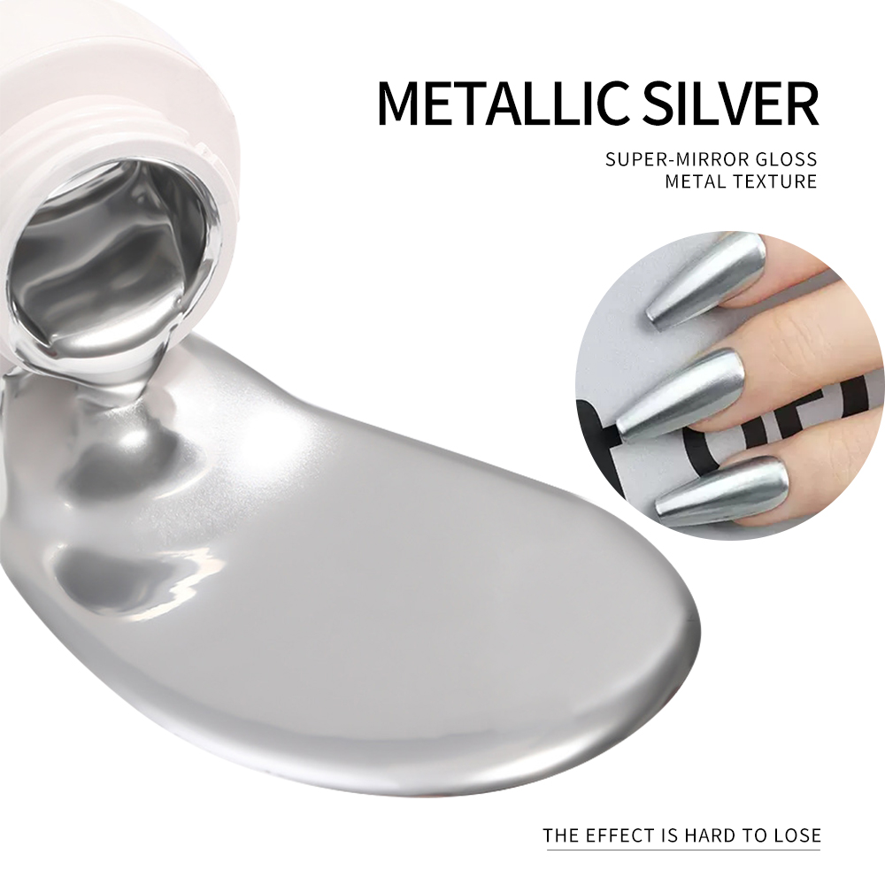 เจลทาเล็บสีเงินทองเมทัลลิก 5 ม - Nail Art Glossy บทวิจารณ์และราคา