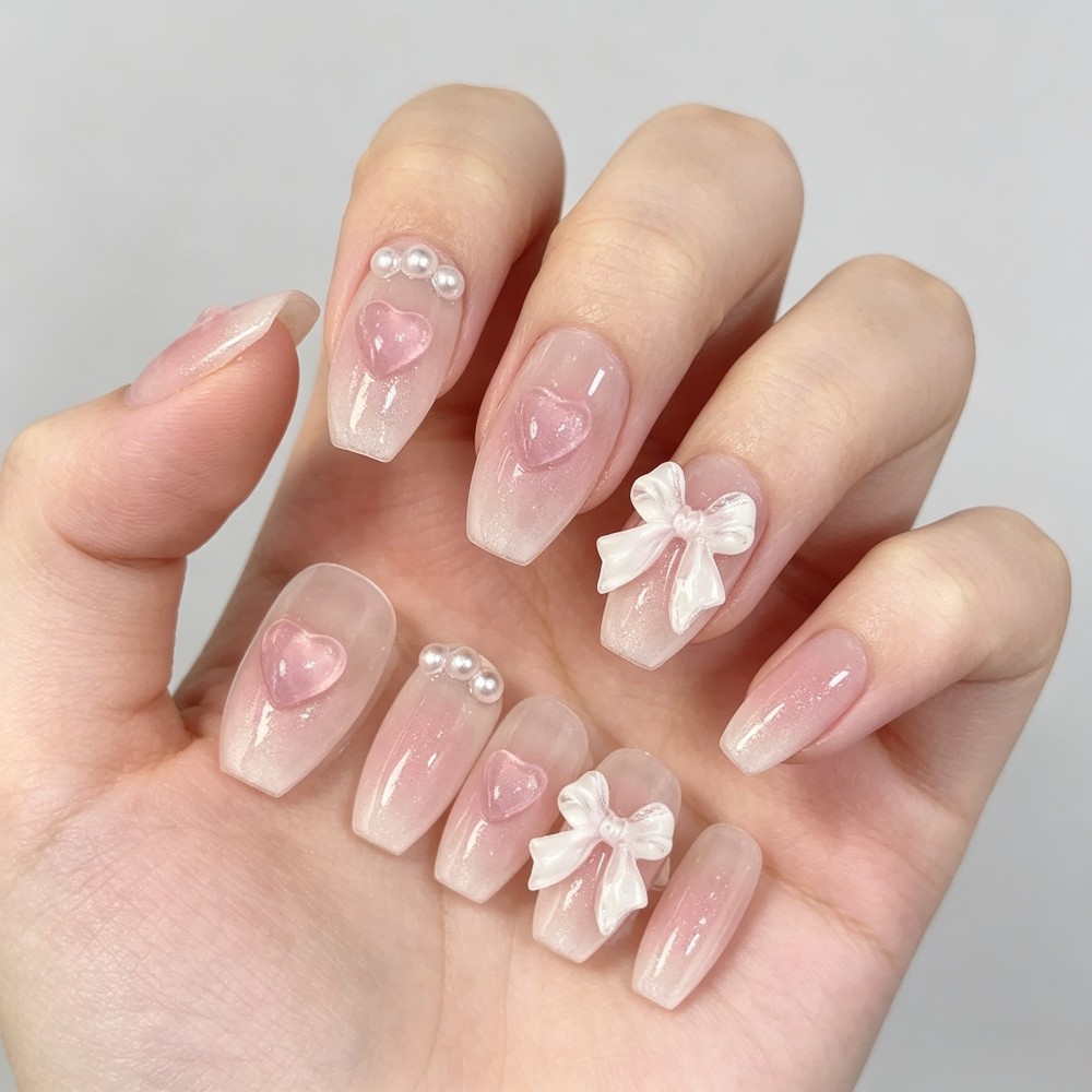 เล็บปลอมสีชมพูหวานสไตล์เจ้าหญิ - Nail Art Pink บทวิจารณ์และราคา