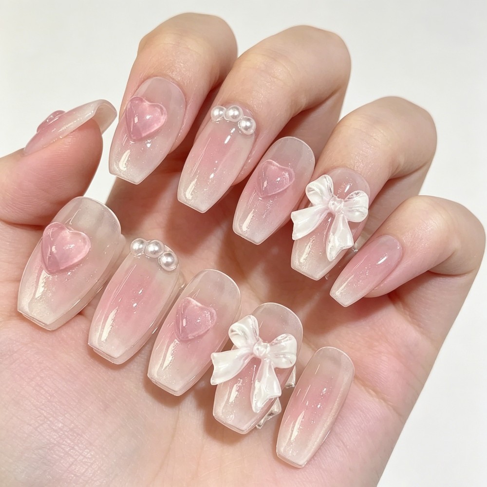 เล็บปลอมสีชมพูหวานสไตล์เจ้าหญิ - Nail Art Pink บทวิจารณ์และราคา