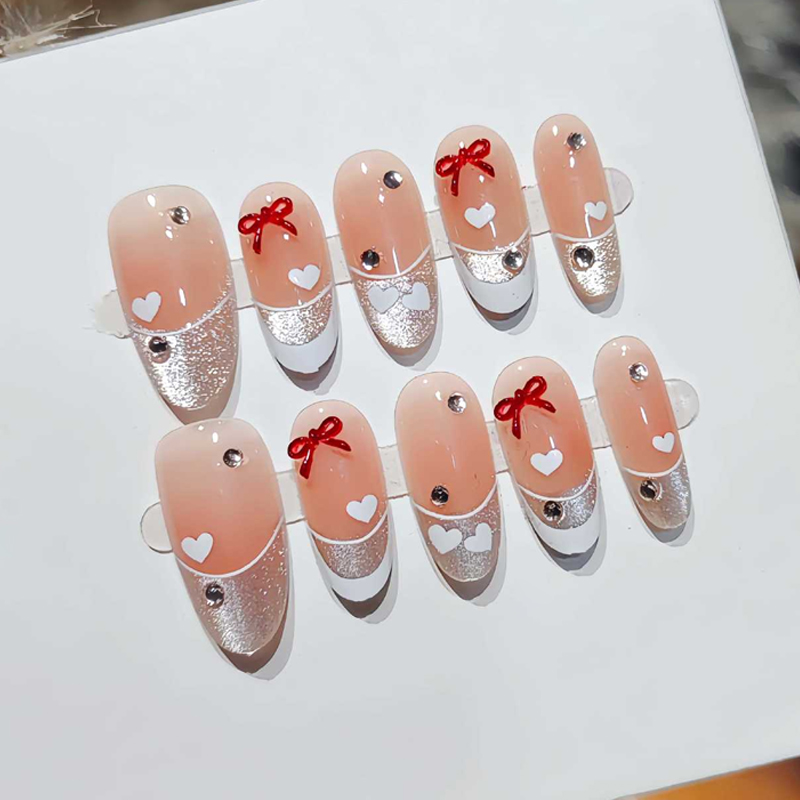เล็บปลอมแบบกดติด 10 ชิ้น สไตล์ - Nail Art French Nails บทวิจารณ์และราคา
