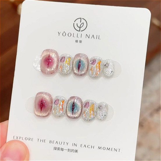 เล็บปลอมสีม่วงแบบกดติด หัวกลมส - Nail Art Simple บทวิจารณ์และราคา