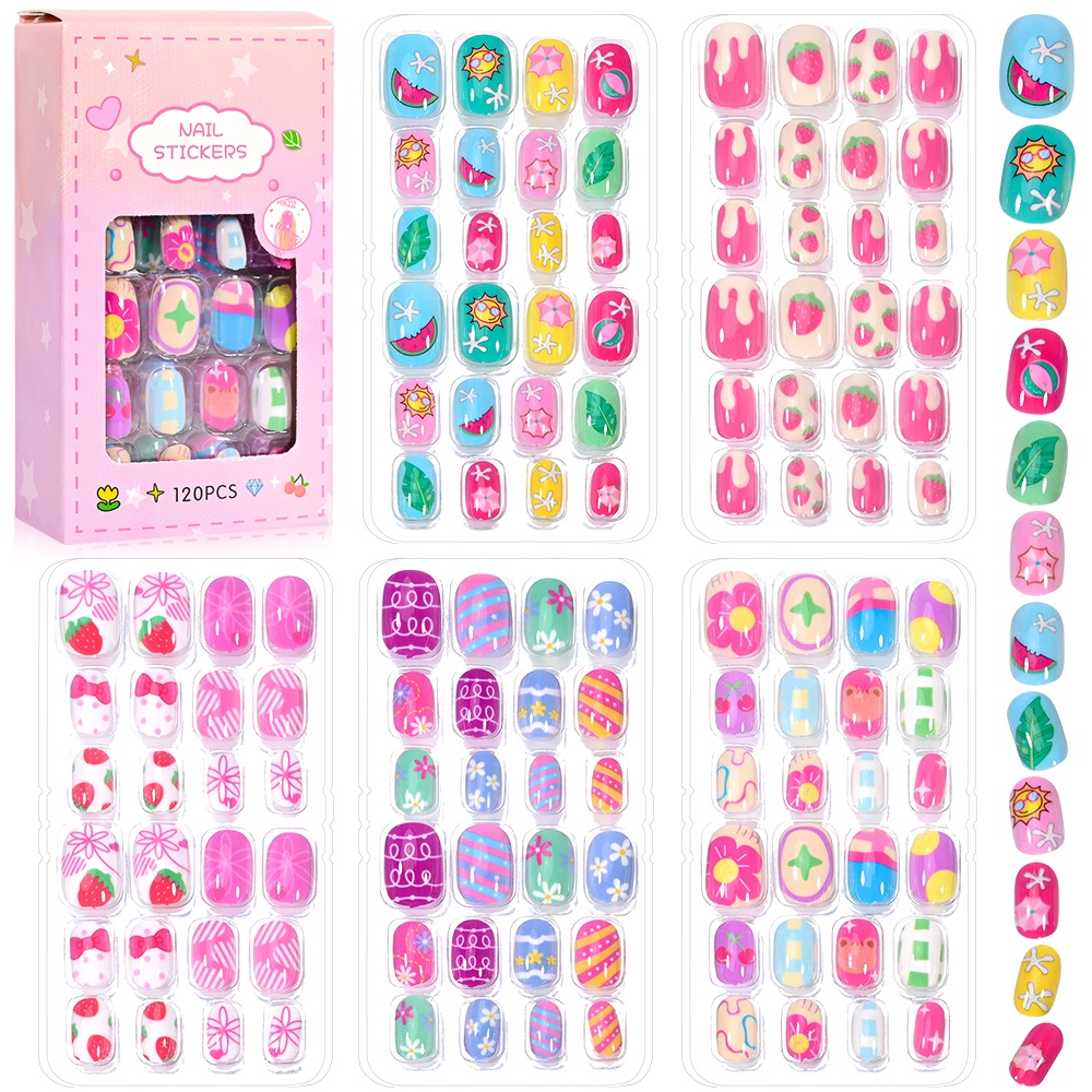 120 ชิ้น 5 ชุด Candy เด็กกดบนเ - Nail Art Pink บทวิจารณ์และราคา