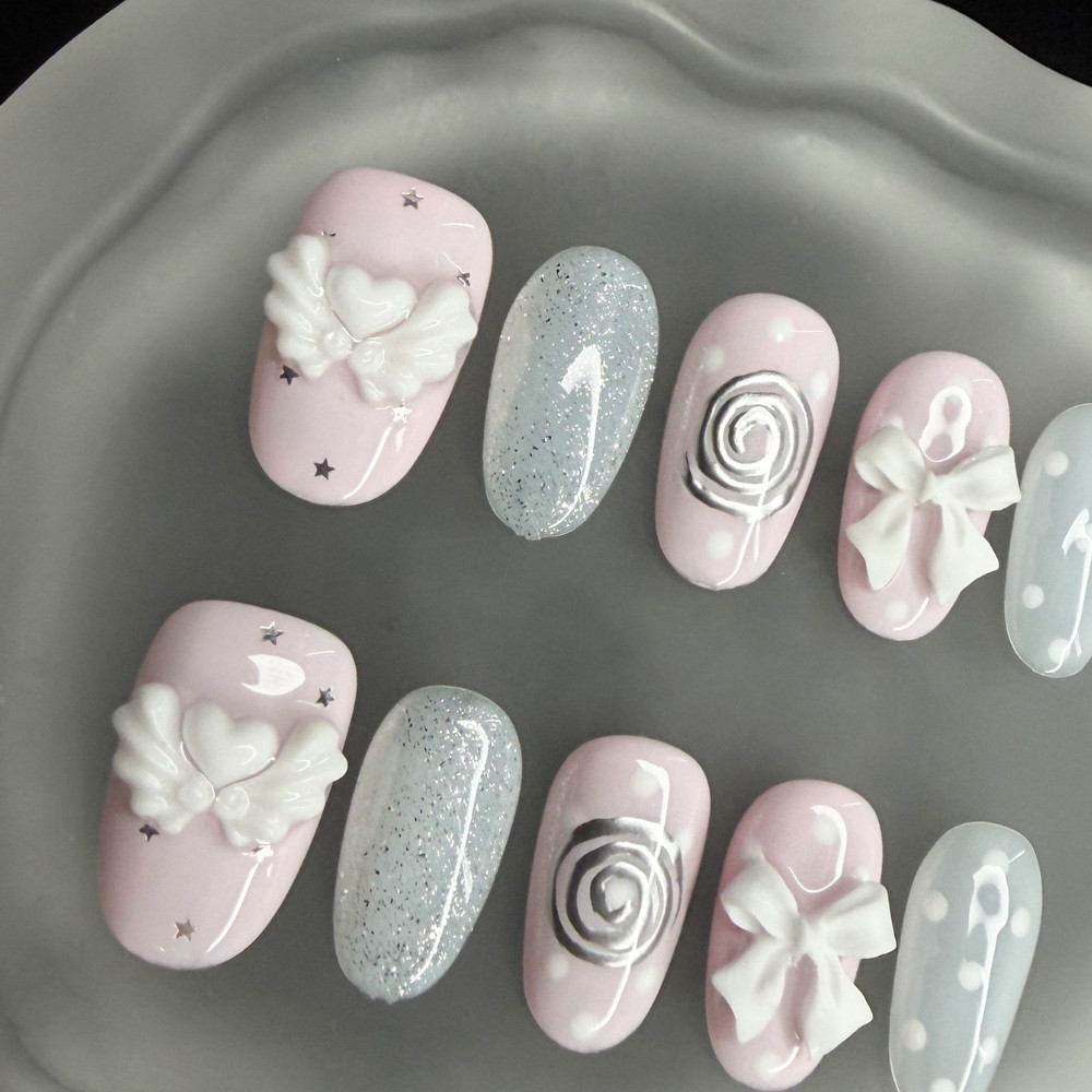 เล็บปลอมสไตล์วินเทจเกาหลีแบบกด - Nail Art Vintage บทวิจารณ์และราคา