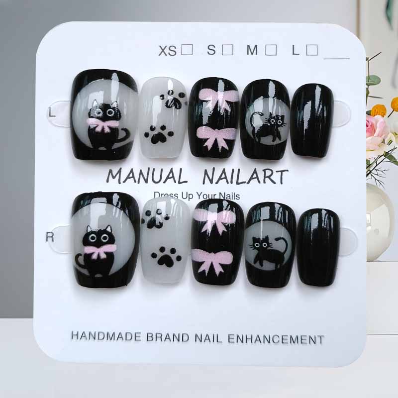 เล็บปลอมลายการ์ตูนแมวน่ารักสีด - Nail Art Pink บทวิจารณ์และราคา