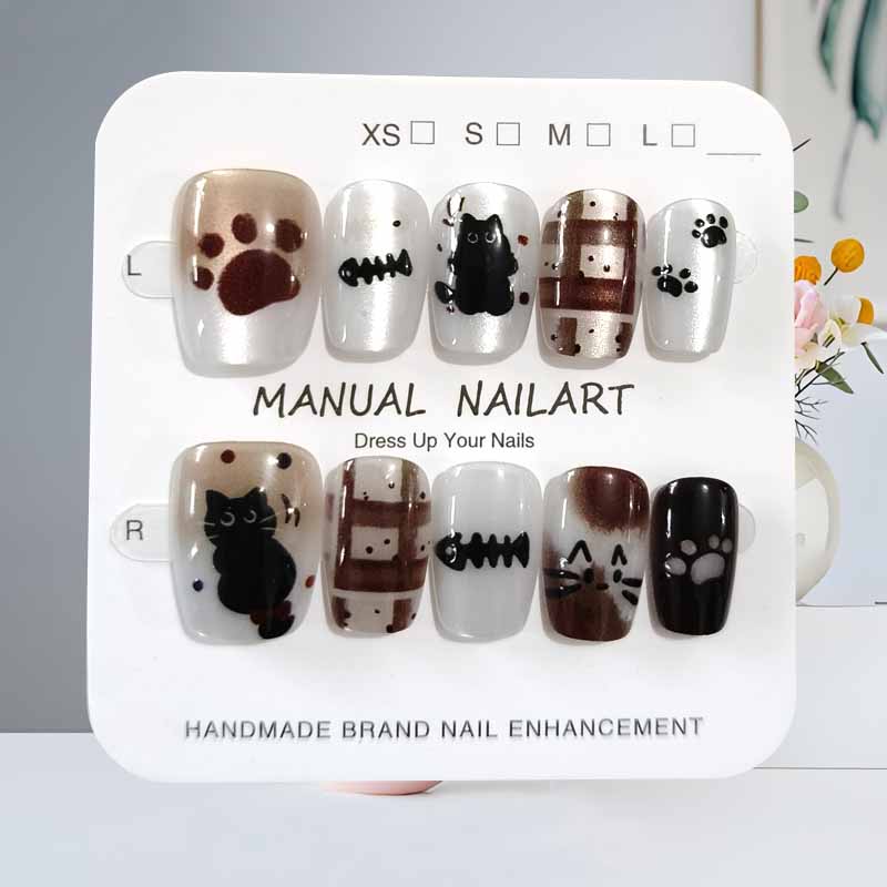 เล็บปลอมลายการ์ตูนแมวน่ารักสีด - Nail Art Pink บทวิจารณ์และราคา